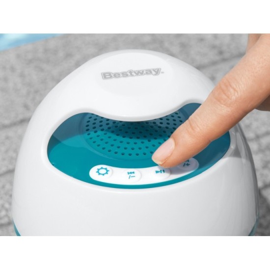 Bestway 58700 Plávajúci Reproduktor Bluetooth s LED svetlom, Vodotesný do bazéna + USB nabíjačka