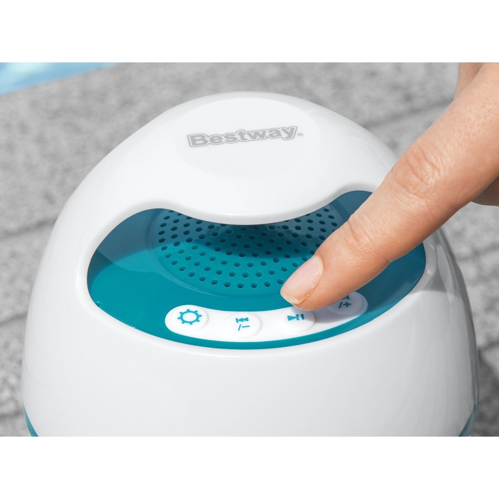 Bestway 58700 Plávajúci Reproduktor Bluetooth s LED svetlom, Vodotesný do bazéna + USB nabíjačka