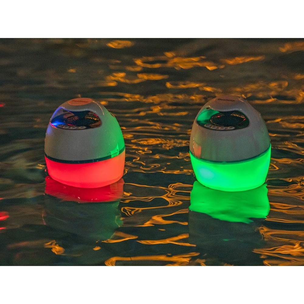 Bestway 58700 Plávajúci Reproduktor Bluetooth s LED svetlom, Vodotesný do bazéna + USB nabíjačka