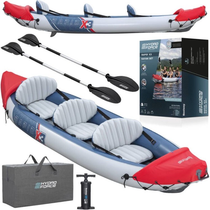 Bestway 65132 Nafukovací Kajak Rapid X3 381 x 100 cm pre 3 osoby + hliníkové veslá + batoh