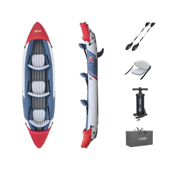 Bestway 65132 Nafukovací Kajak Rapid X3 381 x 100 cm pre 3 osoby + hliníkové veslá + batoh