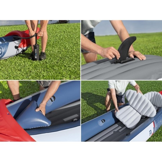 Bestway 65132 Nafukovací Kajak Rapid X3 381 x 100 cm pre 3 osoby + hliníkové veslá + batoh
