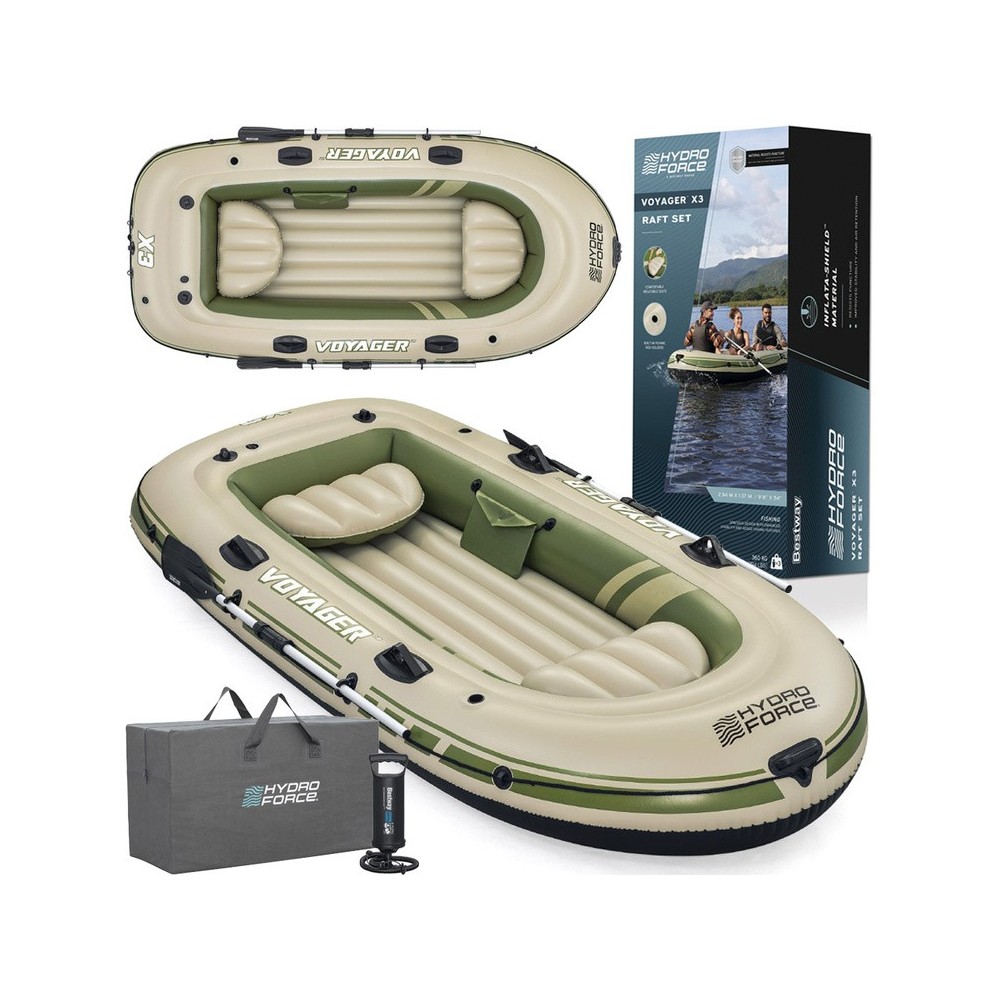 Bestway 65164 Nafukovací Čln Voyager X3 Raft 294 x 137 cm + hliníkové veslá