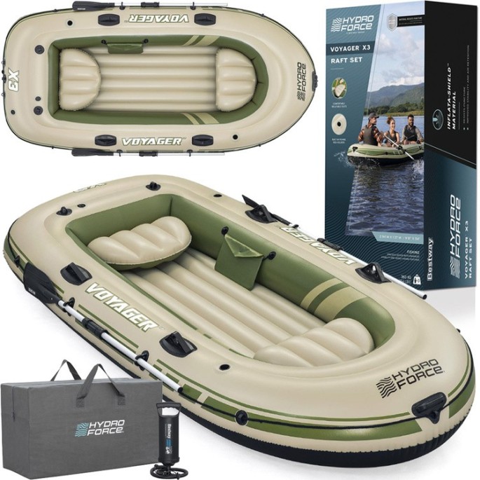 Bestway 65164 Nafukovací Čln Voyager X3 Raft 294 x 137 cm + hliníkové veslá