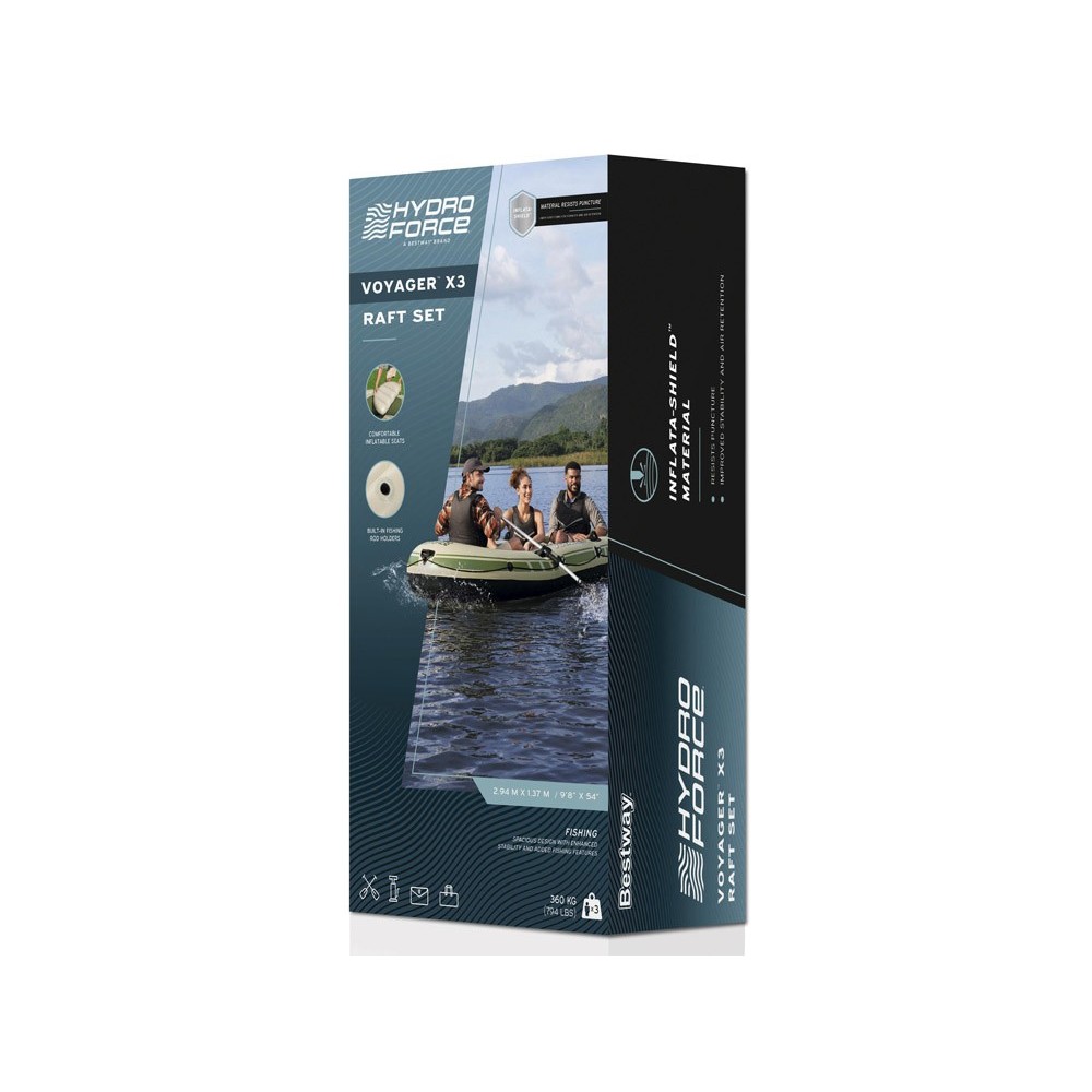 Bestway 65164 Nafukovací Čln Voyager X3 Raft 294 x 137 cm + hliníkové veslá