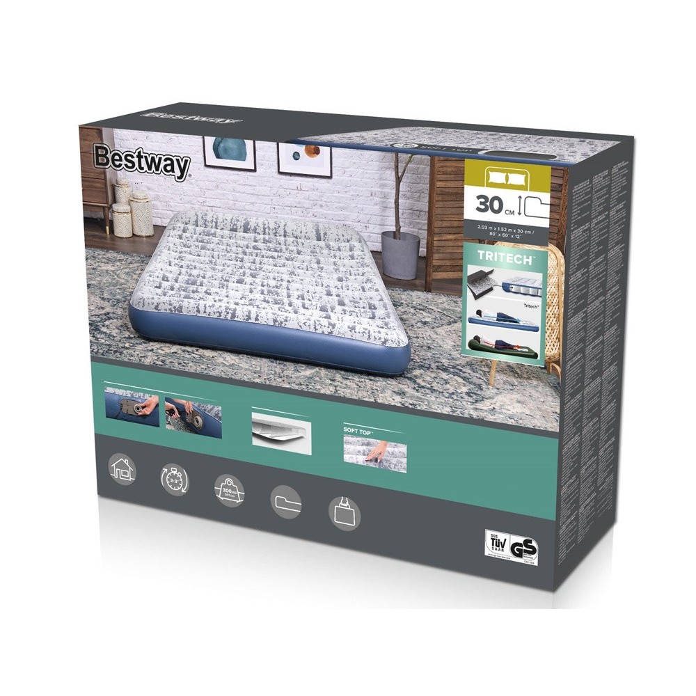 Bestway Nafukovací Dvojmiestny Velúrový matrac Queen 203 x 152 x 30 cm