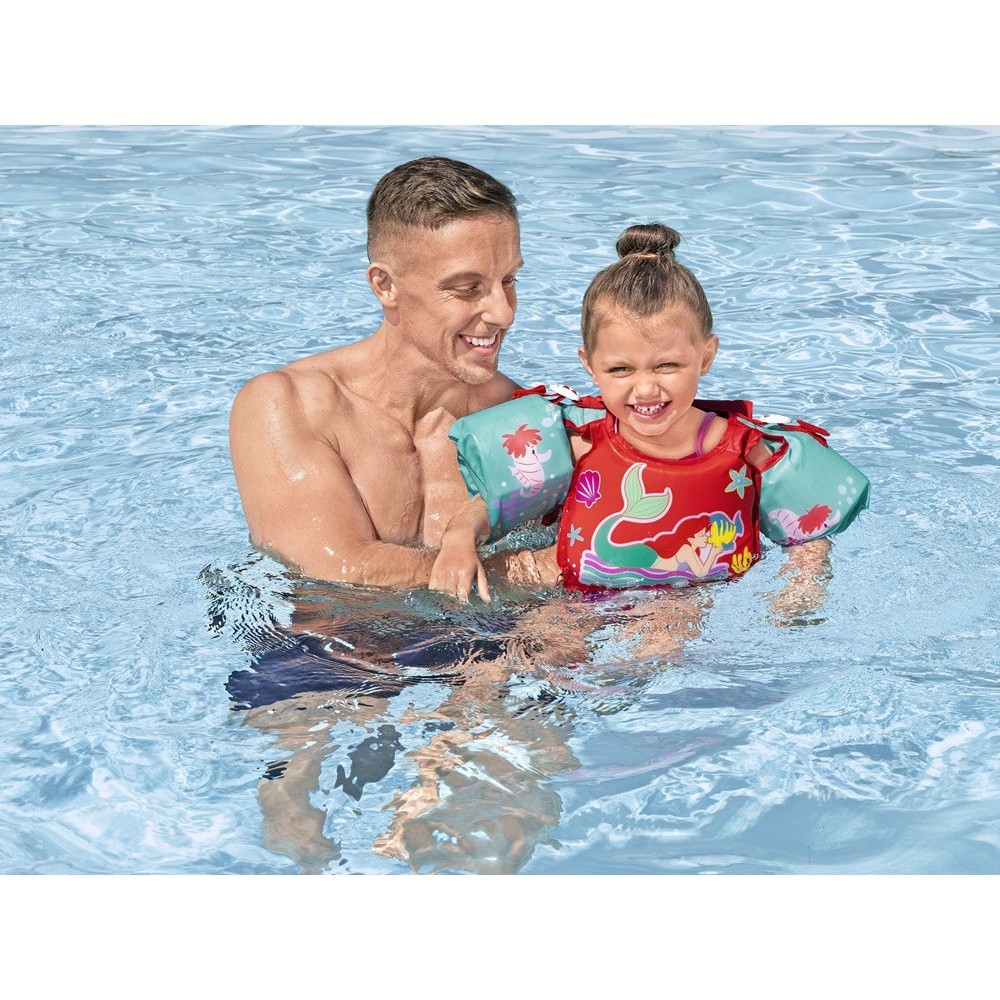 Bestway 9101I Plávacia Vesta s Rukávnikami Disney Morská Panna Ariel, 3-6rokov