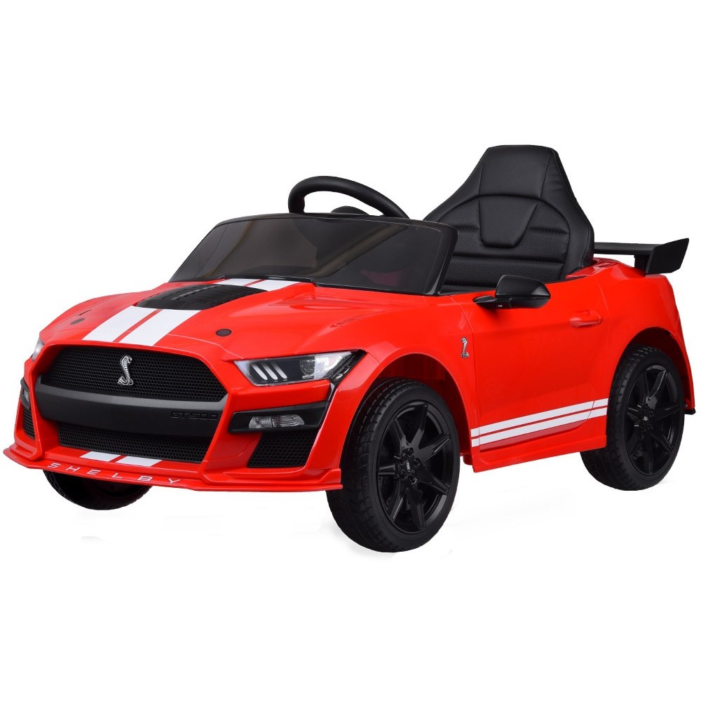 JOKO Elektrické Autíčko Ford Mustang Shelby GT500, penové kolesá, kožené sedadlo, FM Rádio, červené