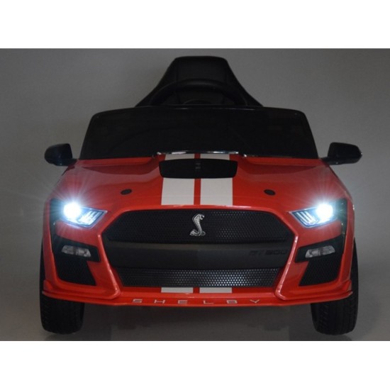 JOKO Elektrické Autíčko Ford Mustang Shelby GT500, penové kolesá, kožené sedadlo, FM Rádio, červené