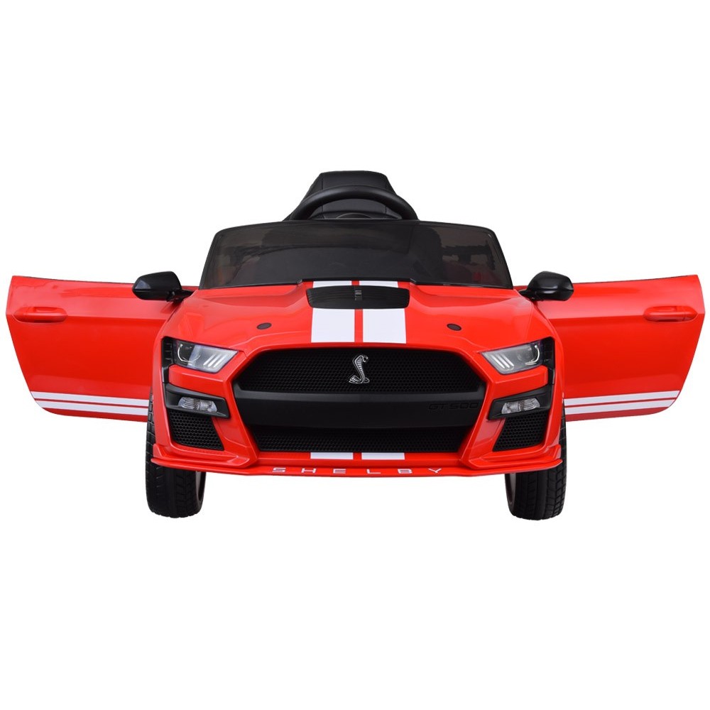 JOKO Elektrické Autíčko Ford Mustang Shelby GT500, penové kolesá, kožené sedadlo, FM Rádio, červené