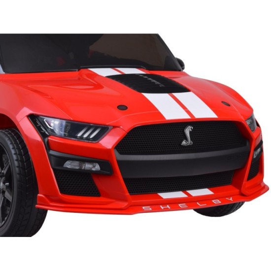 JOKO Elektrické Autíčko Ford Mustang Shelby GT500, penové kolesá, kožené sedadlo, FM Rádio, červené