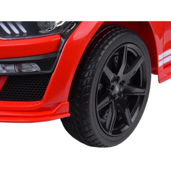 JOKO Elektrické Autíčko Ford Mustang Shelby GT500, penové kolesá, kožené sedadlo, FM Rádio, červené