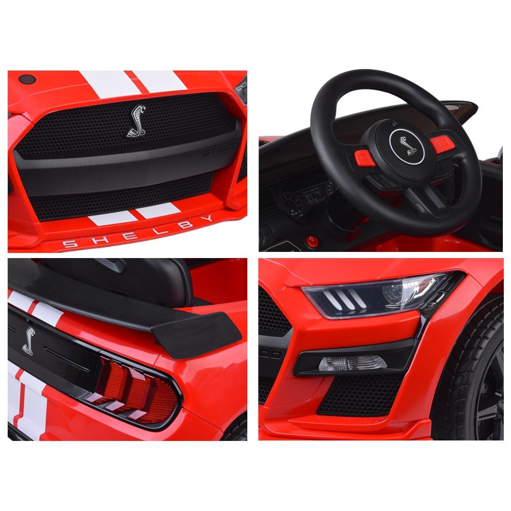 JOKO Elektrické Autíčko Ford Mustang Shelby GT500, penové kolesá, kožené sedadlo, FM Rádio, červené