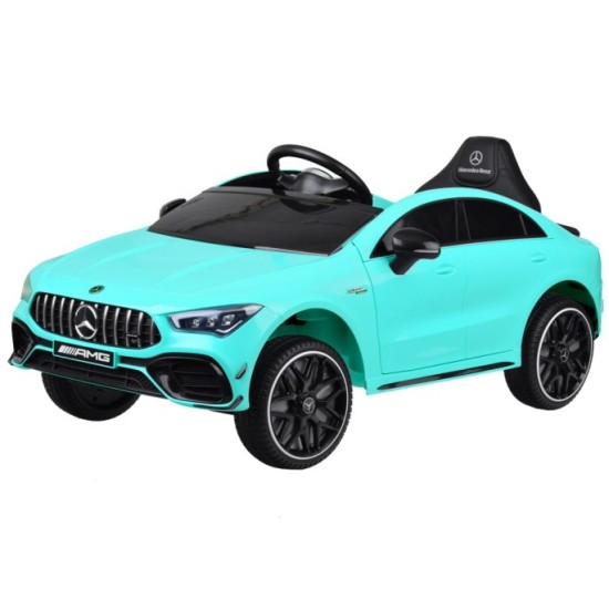 JOKO Elektrické Autíčko Mercedes AMG CLA 45s 4x4, penové kolesá, kožené sedadlo, Efekt HOJDANIA, modré