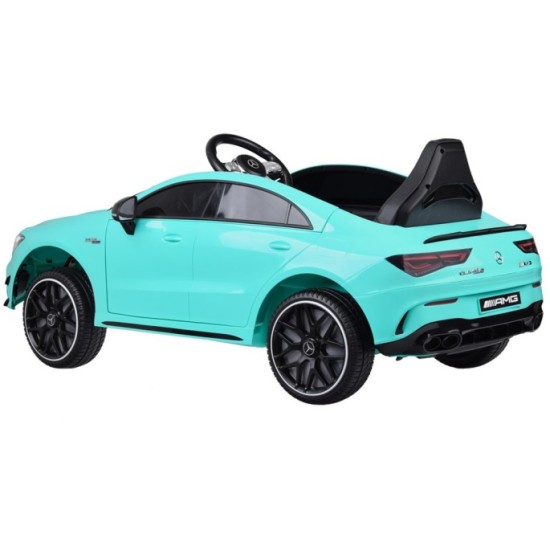 JOKO Elektrické Autíčko Mercedes AMG CLA 45s 4x4, penové kolesá, kožené sedadlo, Efekt HOJDANIA, modré