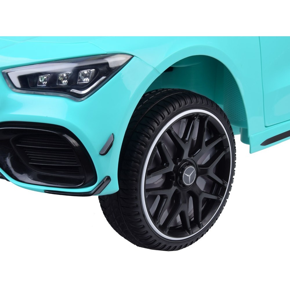 JOKO Elektrické Autíčko Mercedes AMG CLA 45s 4x4, penové kolesá, kožené sedadlo, Efekt HOJDANIA, modré