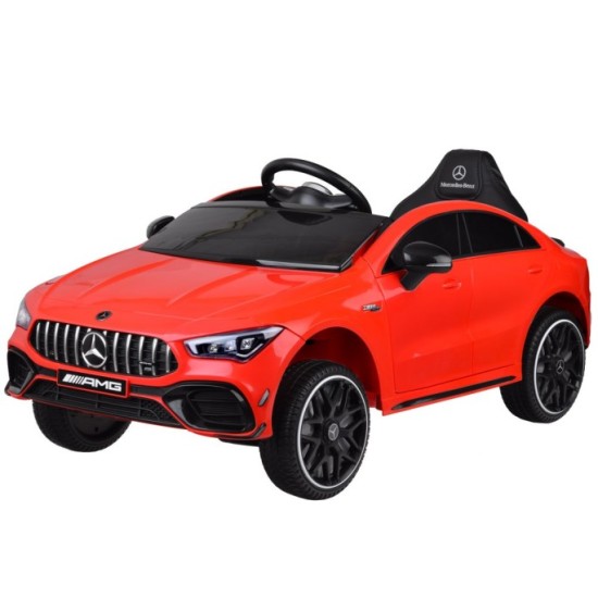 JOKO Elektrické Autíčko Mercedes AMG CLA 45s 4x4, penové kolesá, kožené sedadlo, Efekt HOJDANIA, červené