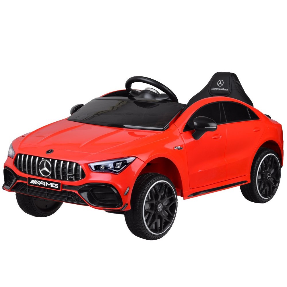 JOKO Elektrické Autíčko Mercedes AMG CLA 45s 4x4, penové kolesá, kožené sedadlo, Efekt HOJDANIA, červené