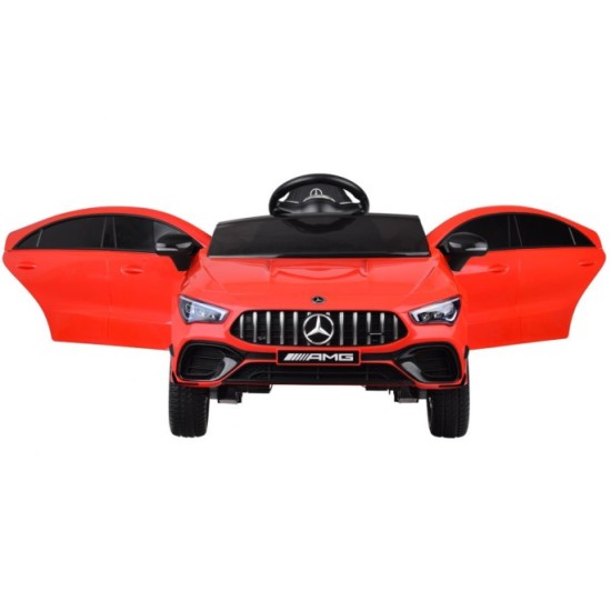 JOKO Elektrické Autíčko Mercedes AMG CLA 45s 4x4, penové kolesá, kožené sedadlo, Efekt HOJDANIA, červené