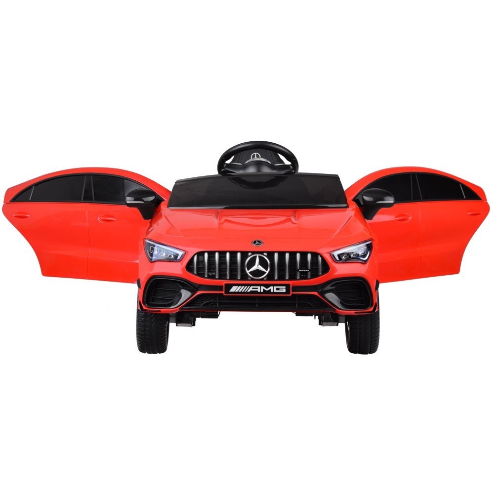 JOKO Elektrické Autíčko Mercedes AMG CLA 45s 4x4, penové kolesá, kožené sedadlo, Efekt HOJDANIA, červené