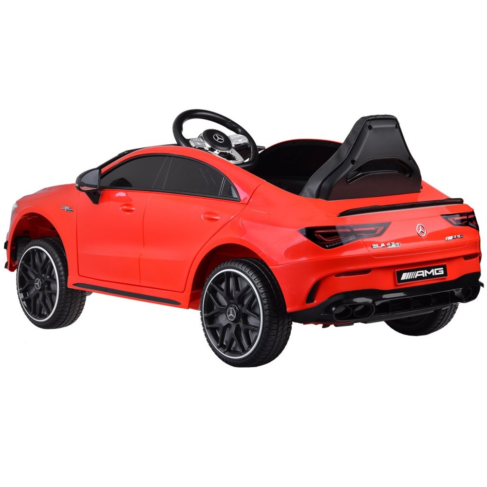 JOKO Elektrické Autíčko Mercedes AMG CLA 45s 4x4, penové kolesá, kožené sedadlo, Efekt HOJDANIA, červené