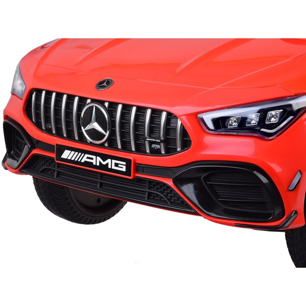 JOKO Elektrické Autíčko Mercedes AMG CLA 45s 4x4, penové kolesá, kožené sedadlo, Efekt HOJDANIA, červené