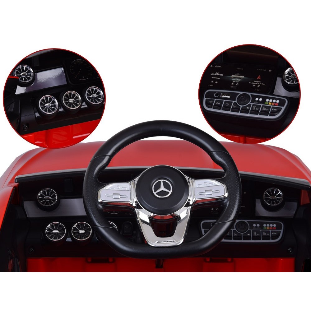 JOKO Elektrické Autíčko Mercedes AMG CLA 45s 4x4, penové kolesá, kožené sedadlo, Efekt HOJDANIA, červené