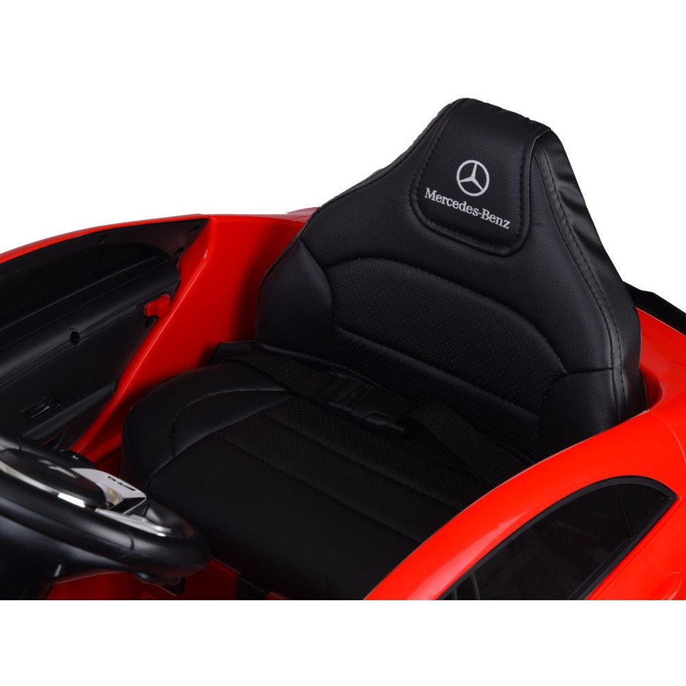 JOKO Elektrické Autíčko Mercedes AMG CLA 45s 4x4, penové kolesá, kožené sedadlo, Efekt HOJDANIA, červené