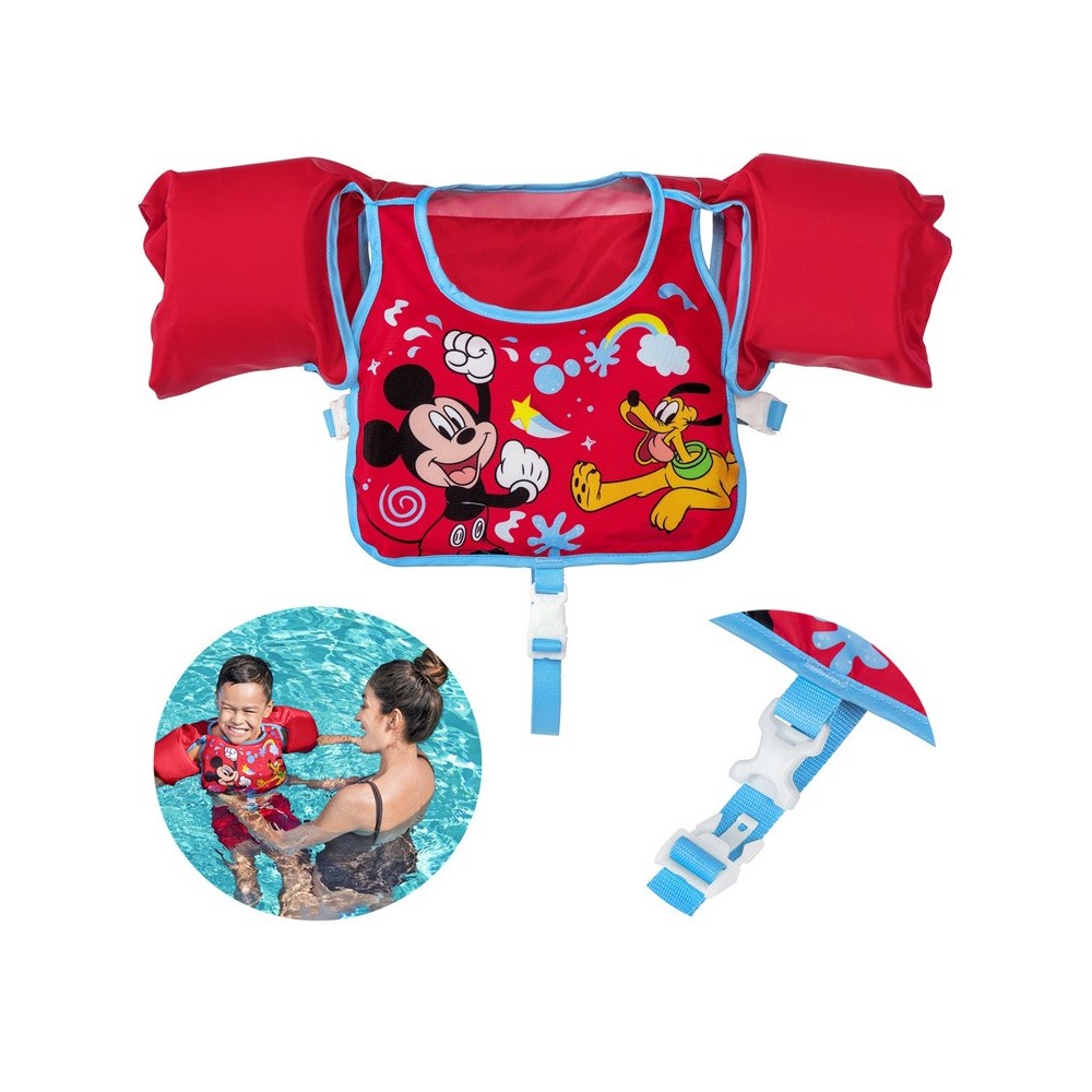 Bestway 9101C Plávacia Vesta s Rukávnikami Disney Mickey Mouse, 3-6rokov