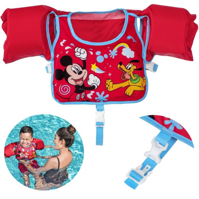 Bestway 9101C Plávacia Vesta s Rukávnikami Disney Mickey Mouse, 3-6rokov