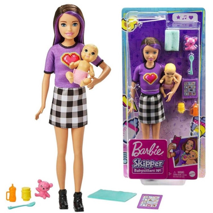 Mattel Bábika Barbie Opatrovateľka s Bábätkom + medvedík