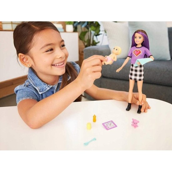 Mattel Bábika Barbie Opatrovateľka s Bábätkom + medvedík
