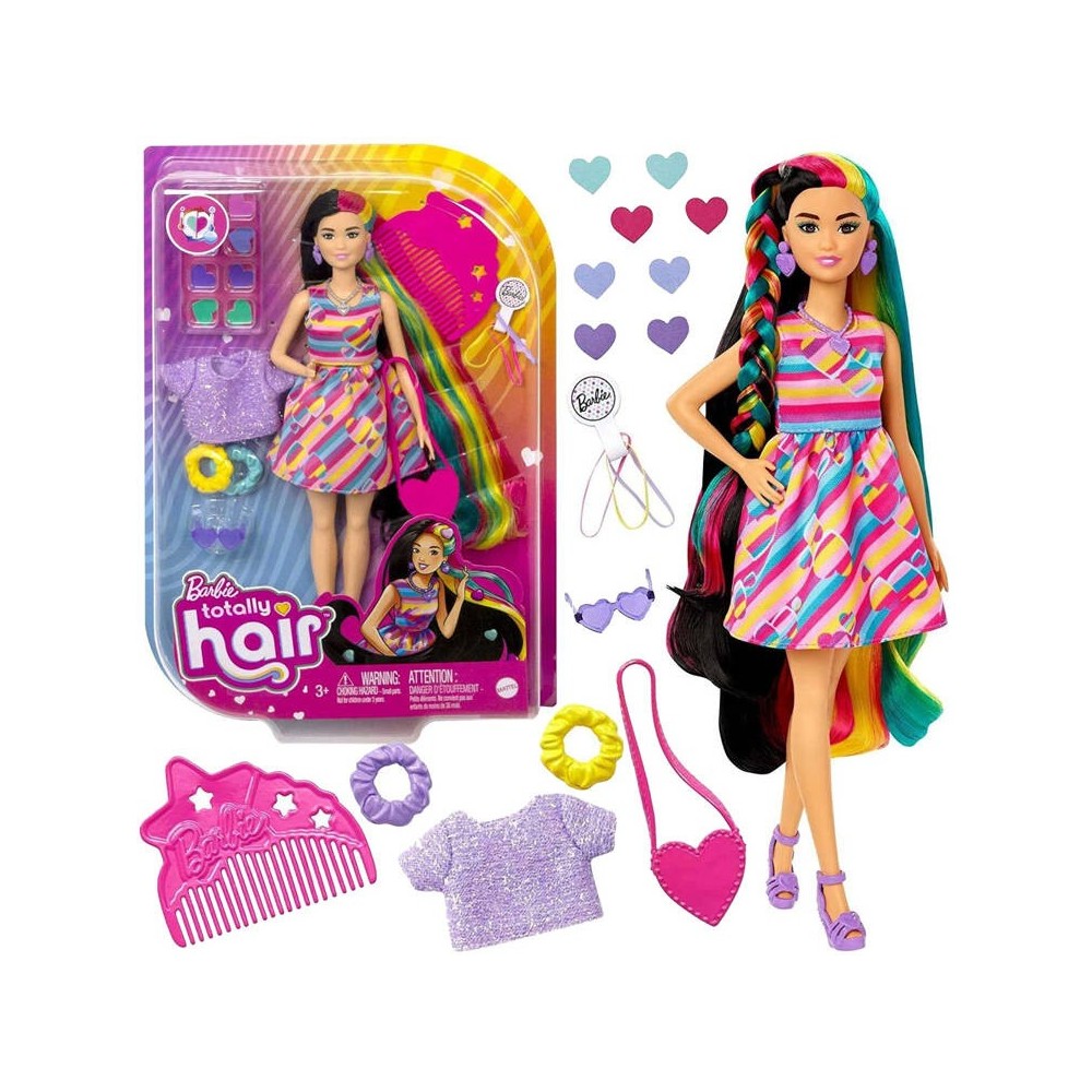 MATTEL Bábika Barbie Totally Hair Fantastické vlasové kreácie srdce meniace Farbu + Farebné vlasy