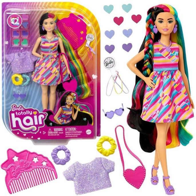 MATTEL Bábika Barbie Totally Hair Fantastické vlasové kreácie srdce meniace Farbu + Farebné vlasy