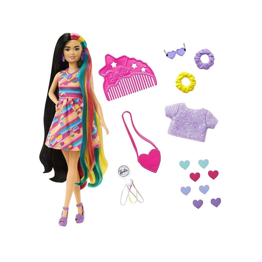 MATTEL Bábika Barbie Totally Hair Fantastické vlasové kreácie srdce meniace Farbu + Farebné vlasy