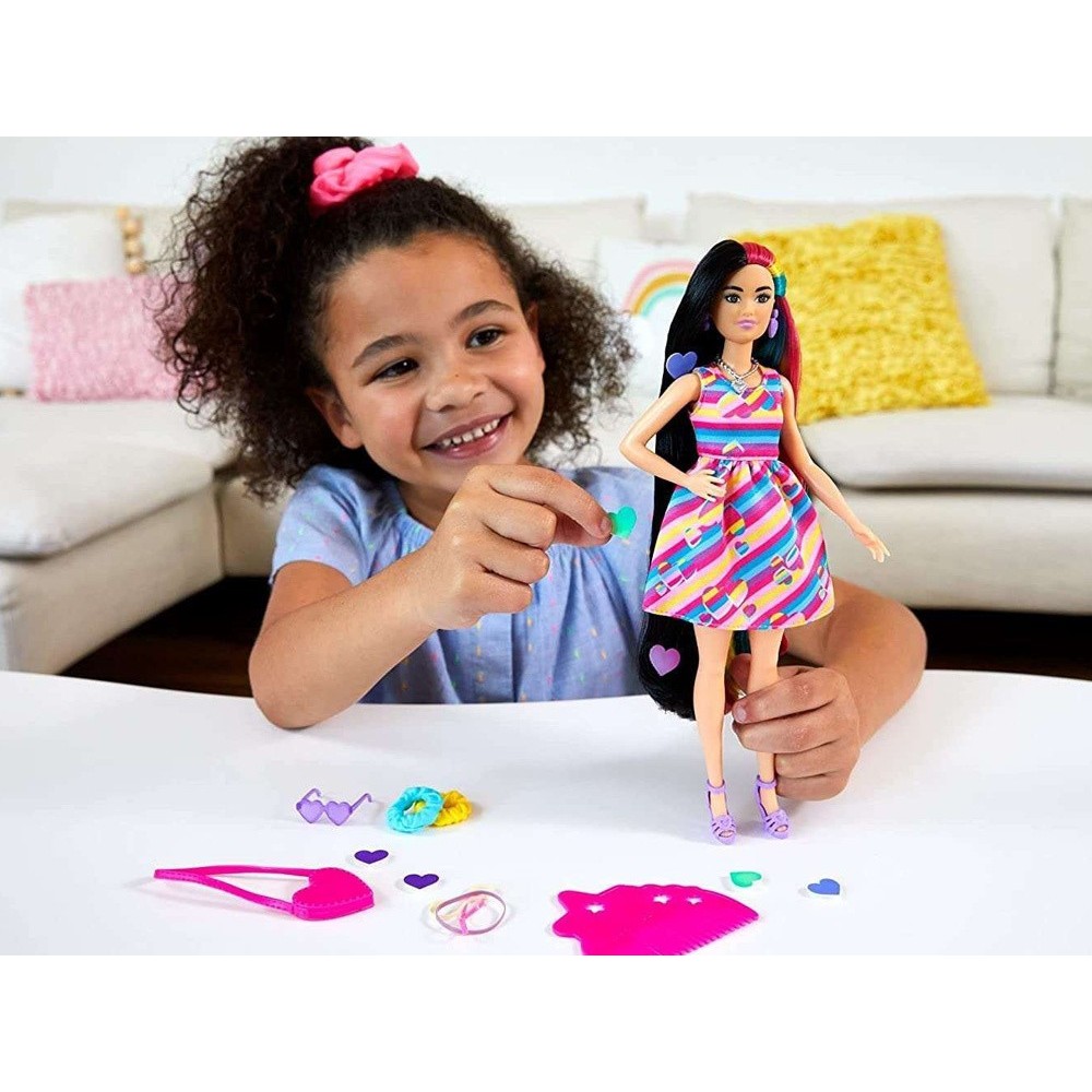 MATTEL Bábika Barbie Totally Hair Fantastické vlasové kreácie srdce meniace Farbu + Farebné vlasy