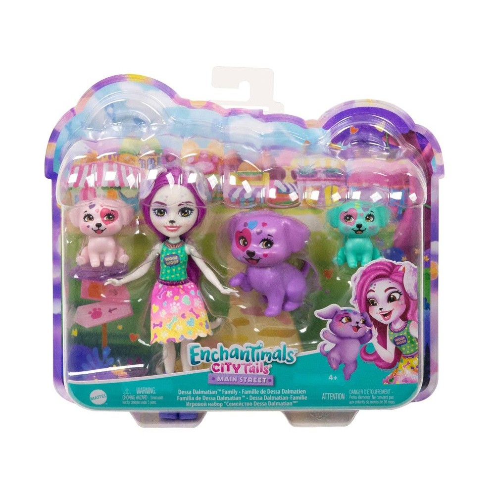Bábika Enchantimals Dessa s očarujúcou dalmatínskou rodinkou