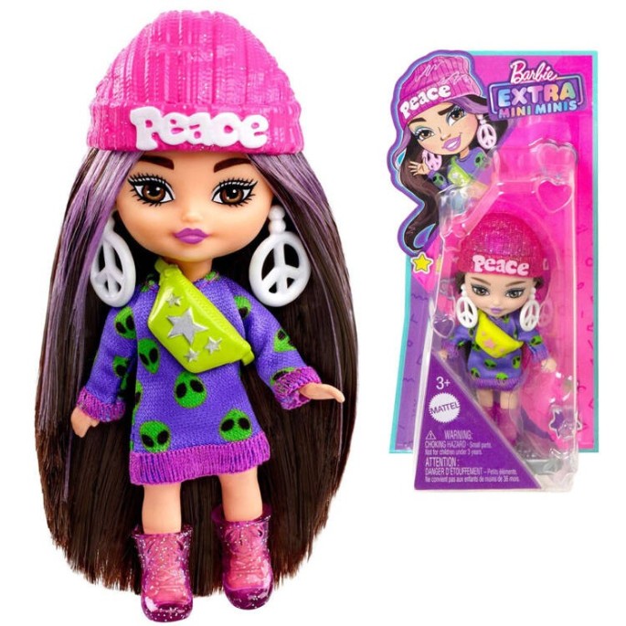 Barbie mini bábika Extra Mini Minis, kabelka, čiapka