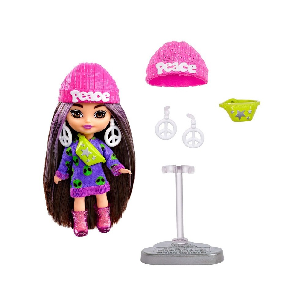 Barbie mini bábika Extra Mini Minis, kabelka, čiapka