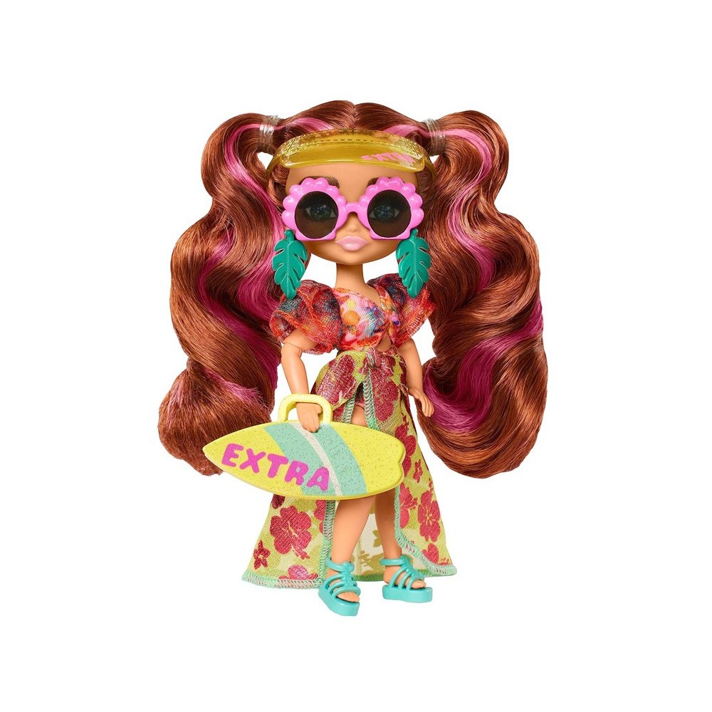 Barbie Extra Fly Minis Bábika v Slnečných okuliaroch + Kaberka surfová doska