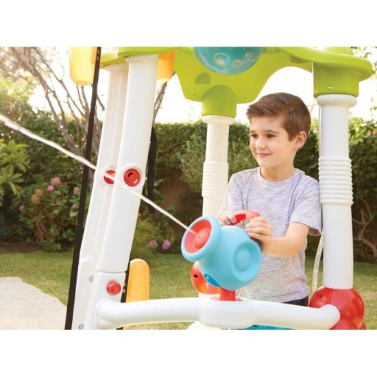 Little Tikes Veľké Detské Vodné Ihrisko Tumblin Tower so šmýkačkou, Ručným výťahom na Vodu, 2ks Vodné Delá + 25ks Loptičiek
