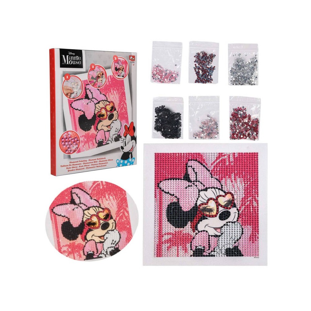 JOKO Kreatívna súprava Diamantový obrázok Disney Minnie Mouse, Diamantové maľovanie pre deti, ružový