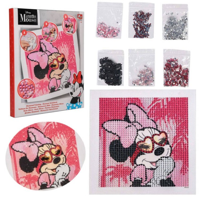 JOKO Kreatívna súprava Diamantový obrázok Disney Minnie Mouse, Diamantové maľovanie pre deti, ružový