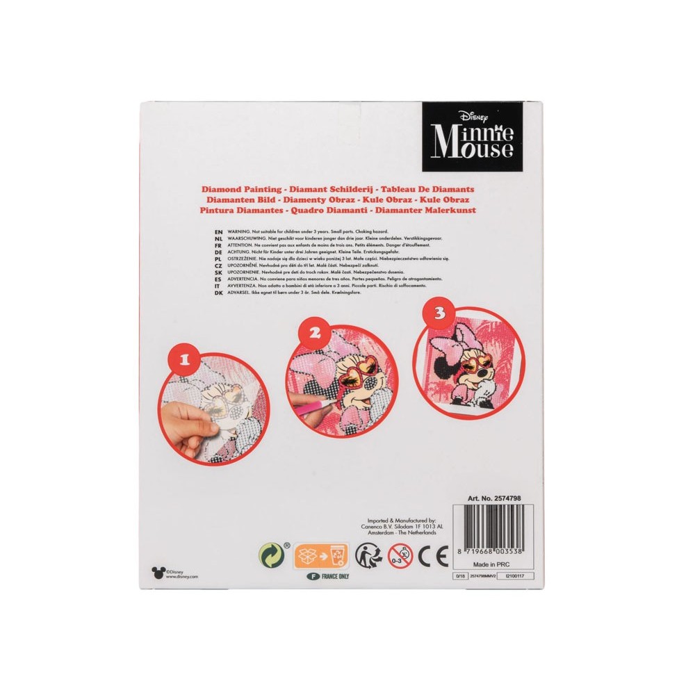 JOKO Kreatívna súprava Diamantový obrázok Disney Minnie Mouse, Diamantové maľovanie pre deti, ružový