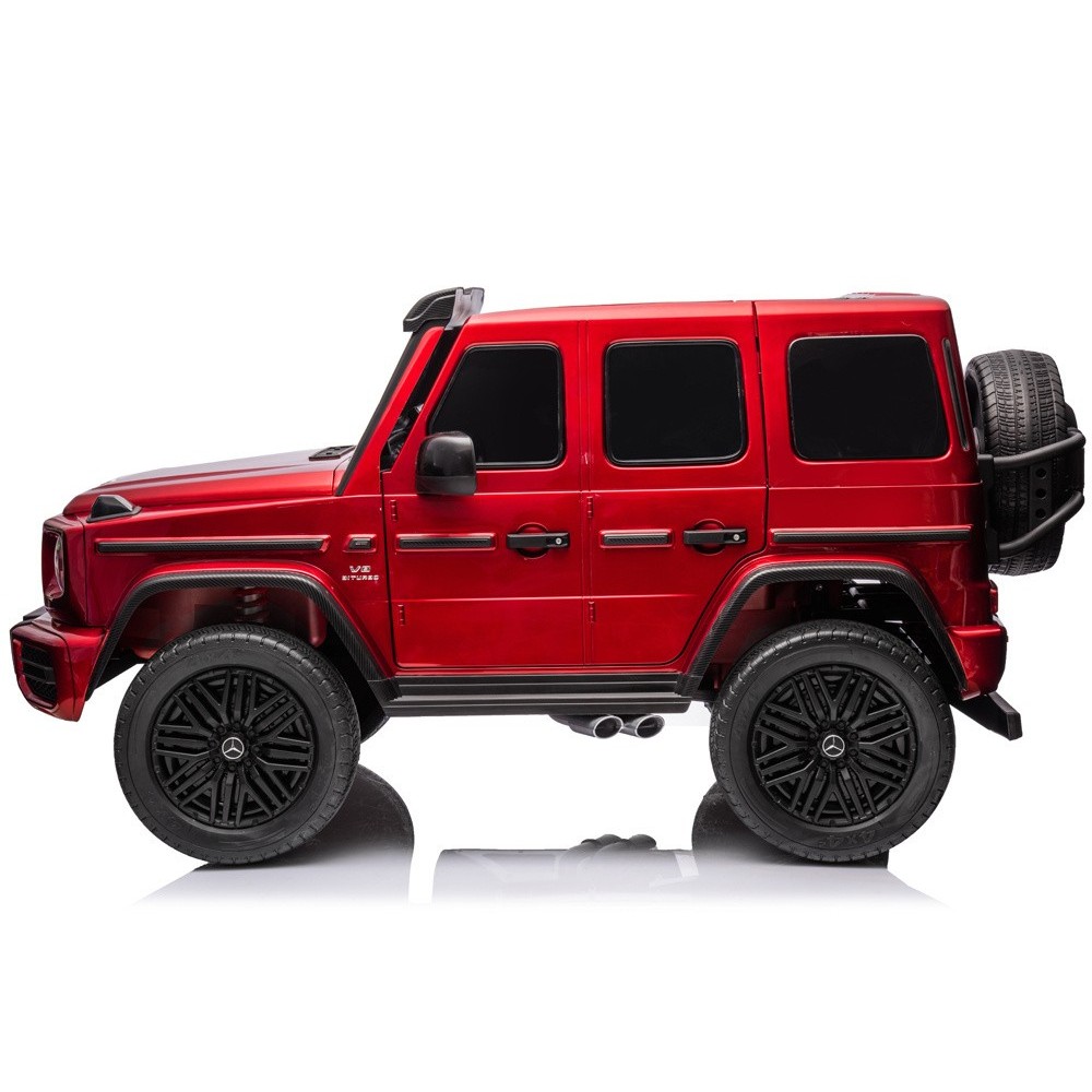 JOKO Elektrické Autíčko Mercedes G 63 AMG Class 4x4 s LCD Displejom, DVOJMIESTNE kožené sedadlo, Nosnosť 80kg, FM rádio, červené