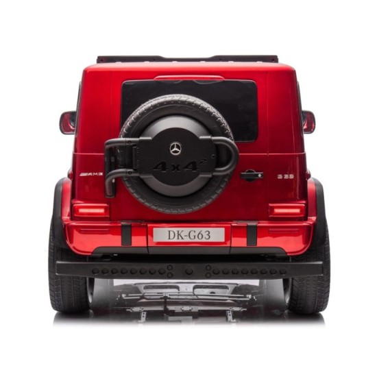 JOKO Elektrické Autíčko Mercedes G 63 AMG Class 4x4 s LCD Displejom, DVOJMIESTNE kožené sedadlo, Nosnosť 80kg, FM rádio, červené