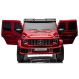 JOKO Elektrické Autíčko Mercedes G 63 AMG Class 4x4 s LCD Displejom, DVOJMIESTNE kožené sedadlo, Nosnosť 80kg, FM rádio, červené