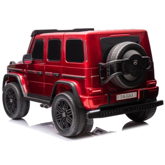 JOKO Elektrické Autíčko Mercedes G 63 AMG Class 4x4 s LCD Displejom, DVOJMIESTNE kožené sedadlo, Nosnosť 80kg, FM rádio, červené