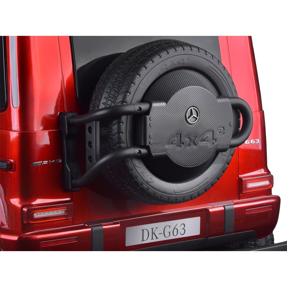 JOKO Elektrické Autíčko Mercedes G 63 AMG Class 4x4 s LCD Displejom, DVOJMIESTNE kožené sedadlo, Nosnosť 80kg, FM rádio, červené