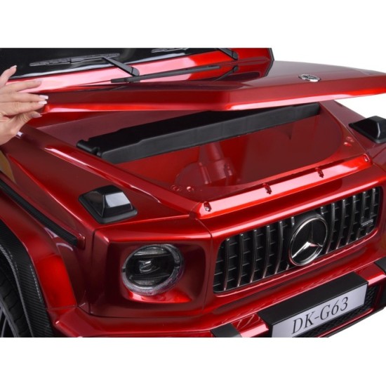 JOKO Elektrické Autíčko Mercedes G 63 AMG Class 4x4 s LCD Displejom, DVOJMIESTNE kožené sedadlo, Nosnosť 80kg, FM rádio, červené